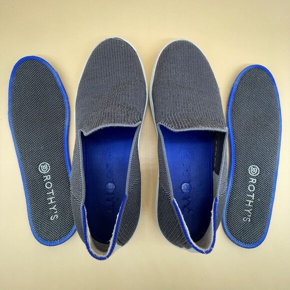 Rothy's The Original Slip On Sneaker Women’s 8.5 Athletic Boat Shoe Blue Stripe - Picture 11 of 16